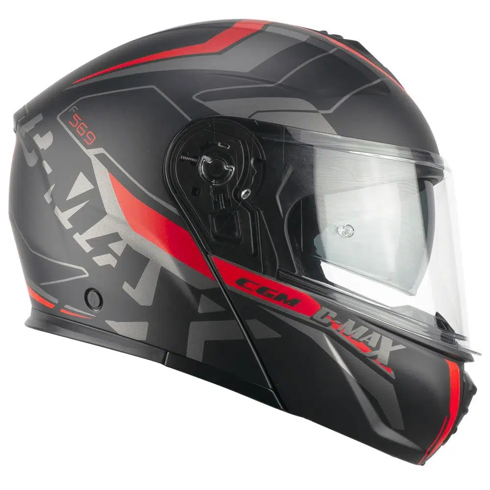 569G C-MAX CITY Çene Açılır Kask Siyah/Kırmızı-XL