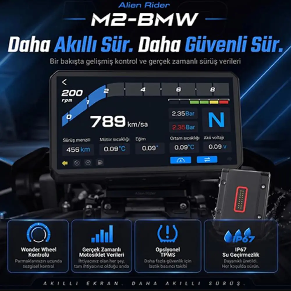 Alien Rider BMW Motosikletler İçin Akıllı Sürüş Ekranı 6.2" Alien Rider BMW Motosikletler İçin Akıllı Sürüş Ekranı 6.2"