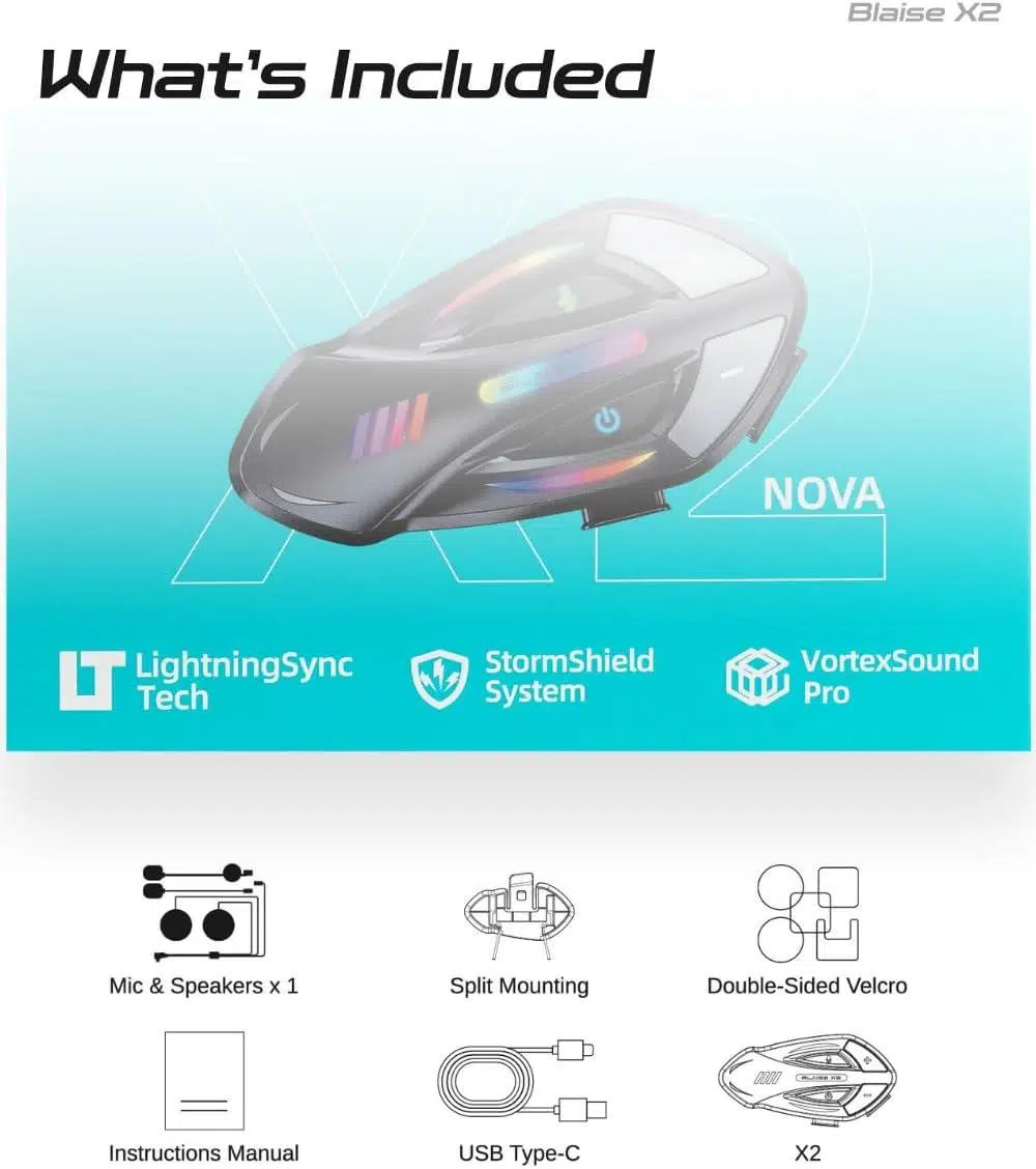 BLAISE X2 Bluetooth Motosiklet Intercom Siyah BLAISE X2 Bluetooth Motosiklet Intercom Siyah