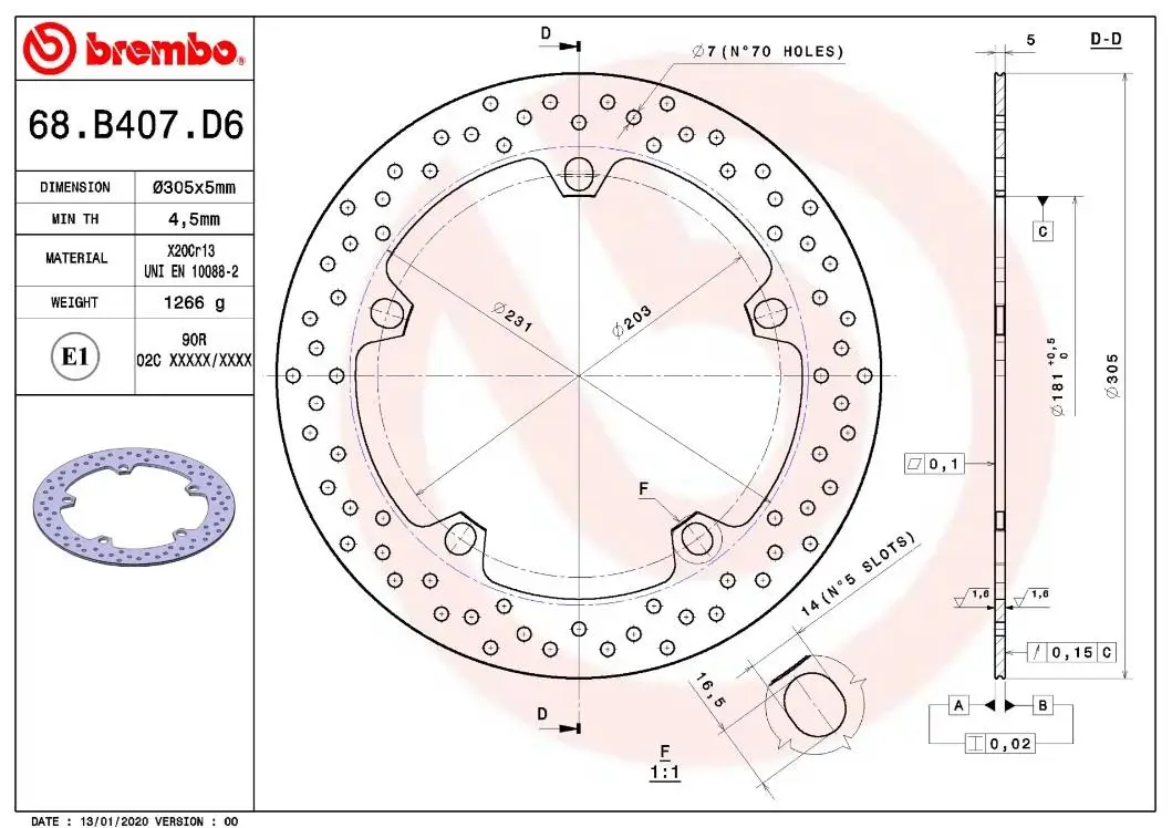 BREMBO Ön Fren Diski 305mm BMW R1200 GS 68B407D6 BREMBO Ön Fren Diski 305mm BMW R1200 GS 68B407D6