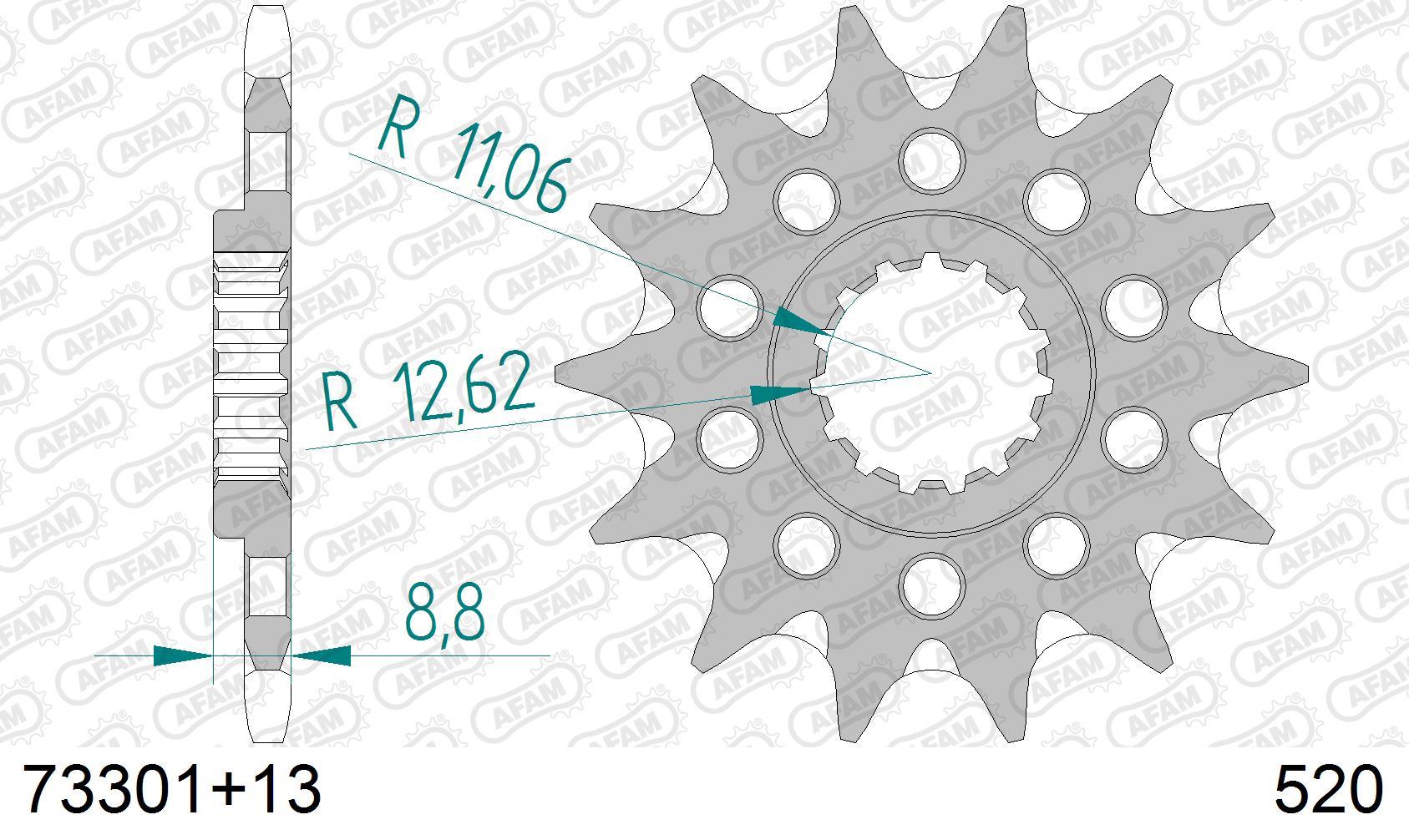 AFAM KTM EXC 125/250 , BETA 250 RR , HUSQVARNA TE/FE 250 ÇELİK ÖN DİŞLİ #520 73301-13 AFAM KTM EXC 125/250 , BETA 250 RR , HUSQVARNA TE/FE 250 ÇELİK ÖN DİŞLİ #520 73301-13