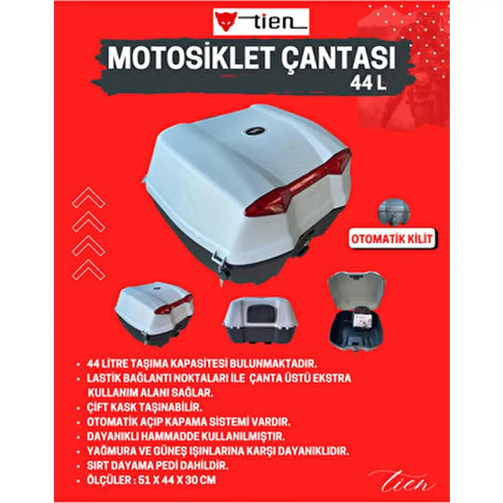 TIEN SC44 Motosiklet Çantası 44 Litre Gri Üst Taşıma Demirli TIEN SC44 Motosiklet Çantası 44 Litre Gri Üst Taşıma Demirli